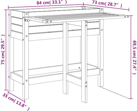 vidaXL Planter Box Wooden Gray 84x73cm.