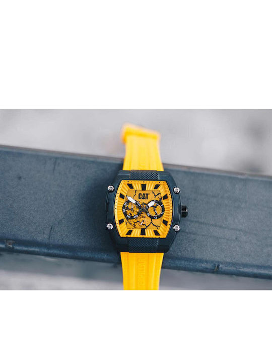 CAT Men's Watch Battery with Yellow Rubber Strap