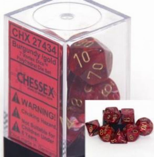 Chessex Dungeons & Dragons Vortex Dice Burgundy/gold