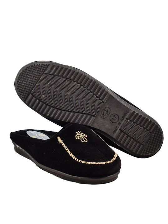 Yfantidis Winter Women's Slippers in Black color