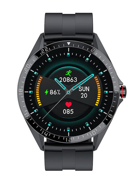 Kumi GW16T Smartwatch με Παλμογράφο (Μαύρο)