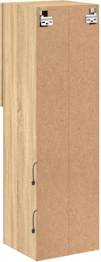 Hängeschrank fürs Wohnzimmer aus Spanplatte in Sonoma-Eiche mit LED-Beleuchtung 30,5x30x102 cm
