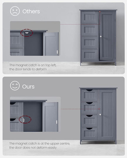 Songmics Cabinet de baie L55xA30xÎ81cm Gri