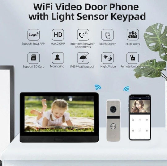 Joytimer Wireless Video Intercom Set Wi-Fi Black