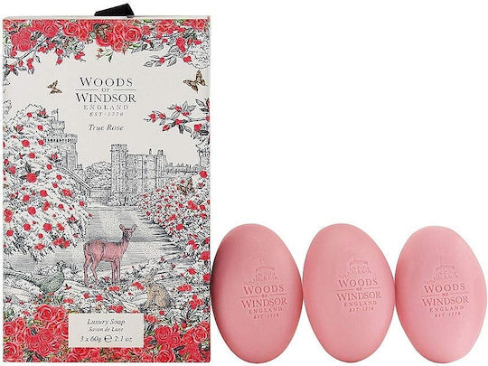 Woods Of Windsor True Rose Μπάρες Σαπουνιού με Βούτυρο Καριτέ & Γλυκερίνη 3x180gr