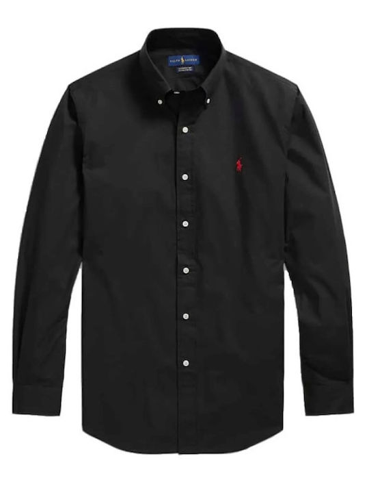 Langärmlig Baumwolle Hemd Black