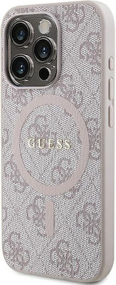 Guess 4g Collection Leather Metal Logo Magsafe Back Cover Plastic Pink (iPhone 13 Pro)