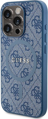 Guess 4g Collection Leather Metal Logo Magsafe Back Cover Πλαστικό Μπλε (iPhone 14 Pro)