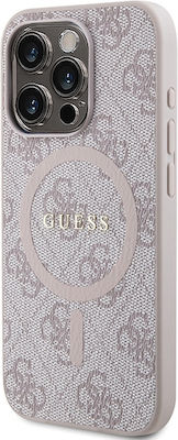 Guess 4g Collection Leather Metal Logo Magsafe Back Cover Plastic Pink (iPhone 15 Pro Max)