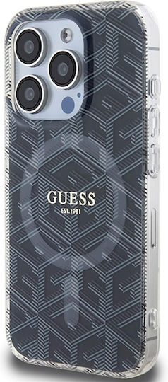 Guess Iml Gcube Magsafe Umschlag Rückseite Kunststoff Schwarz (iPhone 15 Pro Max)