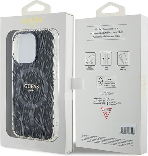 Guess Iml Gcube Magsafe Umschlag Rückseite Kunststoff Schwarz (iPhone 15 Pro Max)