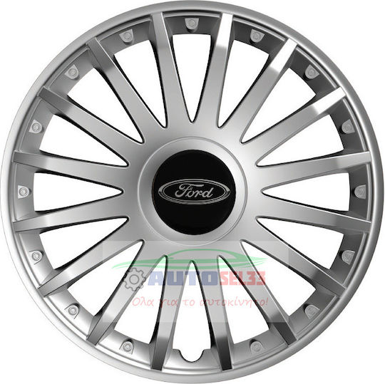 Versaco Auto Radkappen Set Crystal mit Marke Auto 4Stück 15" Silber