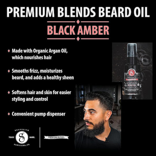 Suavecito Λάδι Περιποίησης για Γένια Premium Blends Black Amber Beard Oil 30ml