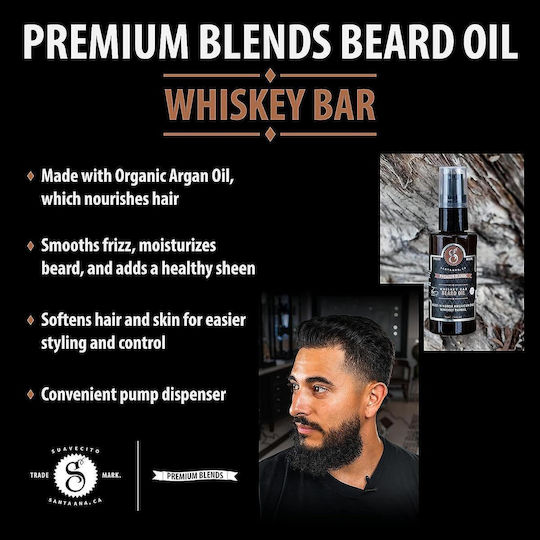 Suavecito Λάδι Περιποίησης για Γένια Premium Blends Whiskey Bar Beard Oil 30ml