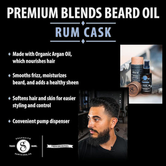 Suavecito Λάδι Περιποίησης για Γένια και Μουστάκι Rum 30ml