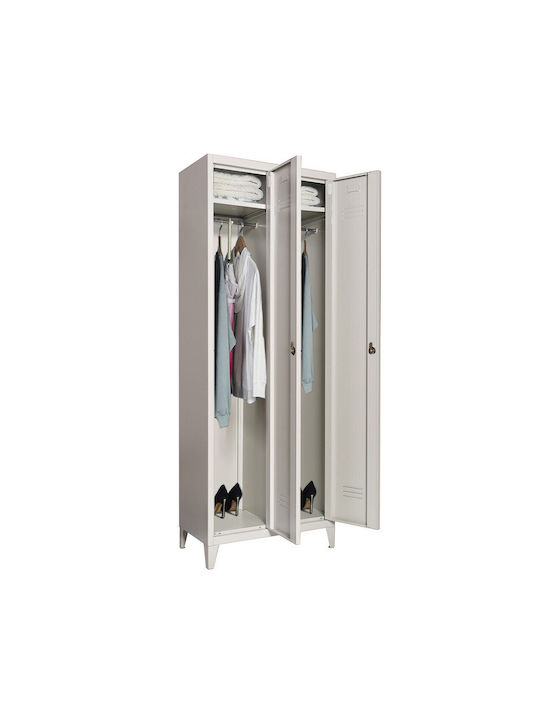 Dulap Metalic cu 2 Dulapuri Gri 66x36x180cm