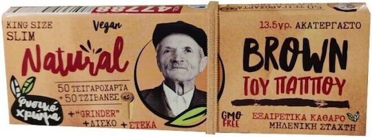 Tou Pappou Foițe de Țigări Rulate King Size Slim cu Hârtie de țigări 50 foi 16buc