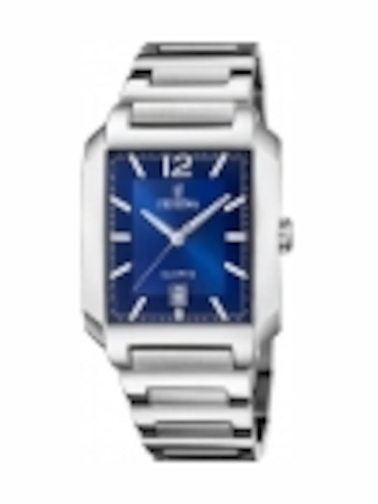 Festina Ceas Barbati 36mm Baterie cu Brățară din Metal Argintie
