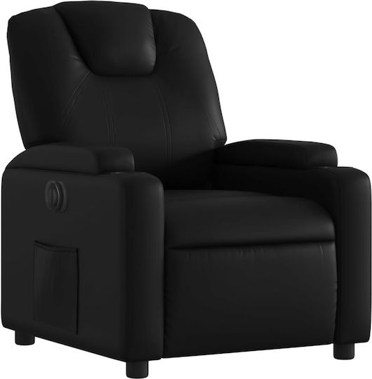 Relax Armchair with Footstool from Leatherette Black 74x88x97cm