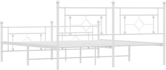 King Size Metallbett Weiß mit Lattenrost für Matratze 183x213cm