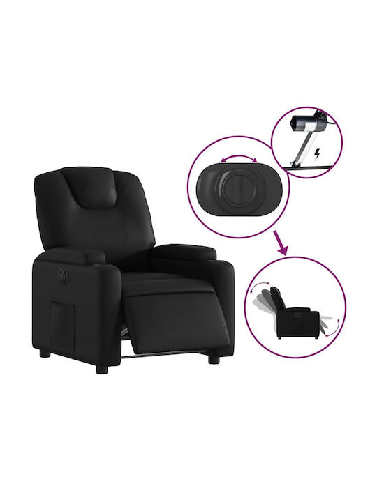 Relax Armchair with Footstool from Leatherette Black 74x88x97cm