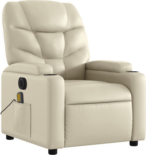 Πολυθρόνα Relax Massage με Υποπόδιο από Δερματίνη Κρεμ 74x89x100cm