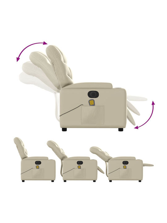 Relaxsessel Friseurwaschbecken mit Fußhocker aus Kunstleder Cream 74x89x100cm