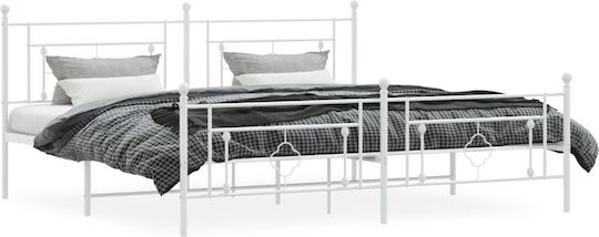 Bett King Size Metall White mit Latten für Matratze 193x203cm