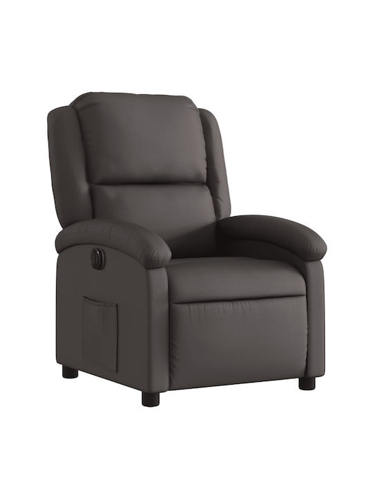 Fotoliu Relax cu Puf din Piele Naturală Maro închis 71x86.5x99.5cm