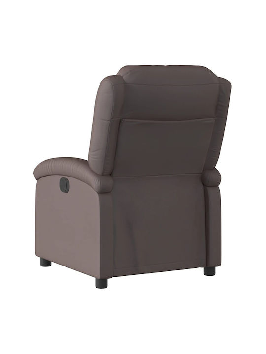 Fotoliu Relax cu Puf din Piele Naturală Maro închis 71x86.5x99.5cm