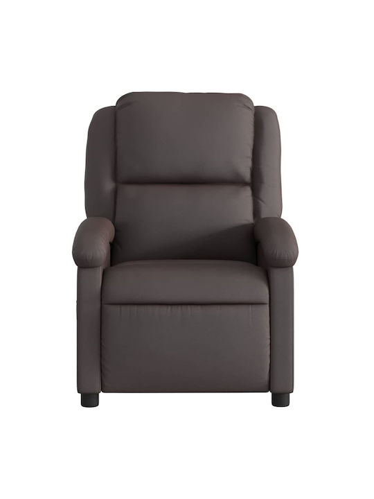 Fotoliu Relax cu Puf din Piele Naturală Maro închis 71x86.5x99.5cm