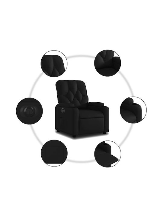 Relax Armchair with Footstool from Leatherette Black 74x86.5x93.5cm