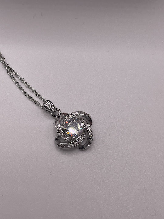 Necklace Amulet with design Flower from Steel