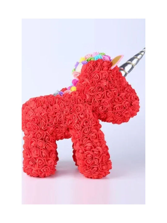 Unicorn of Artificial Roses Red 25cm in Box Tres Chic
