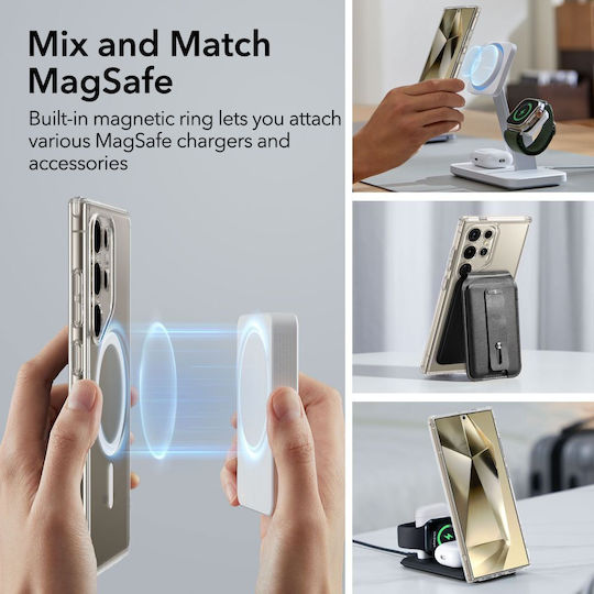 ESR Classic Hybrid Halolock Задна корица Силикон / Пластмаса 2мм Прозрачен (Galaxy S24 Ultra)