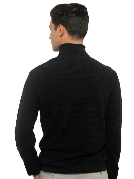 Side Effect Herren Langarm-Pullover Rollkragen Schwarz