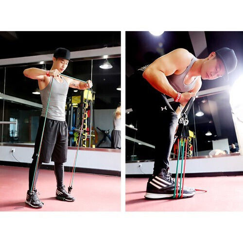 Trizand Röhrenförmige Bänder für das Training mit Griffen Set 5Stück Mehrfarbig 0.13m