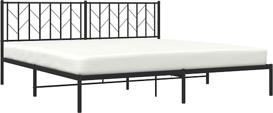 Метално Легло King Size Черно с Дъски за Матрак 193x203см