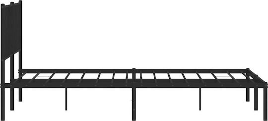 Метално Легло King Size Черно с Дъски за Матрак 193x203см