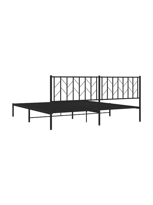King Size Metallbett Schwarz mit Lattenrost für Matratze 193x203cm