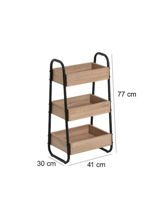 Bakaji Metallisches Küchenregal Mit 3 Ebenen Schwarze 41x30x77cm