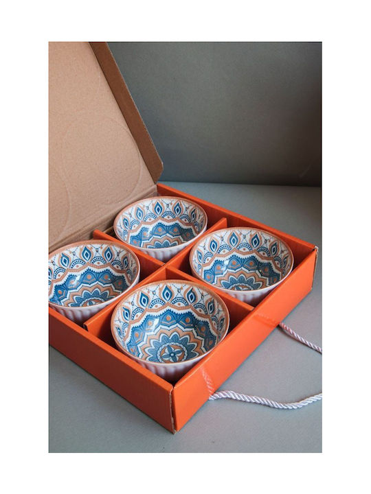 Quatro Orange Bowls Set 4 Orange Blue Serving Bowls