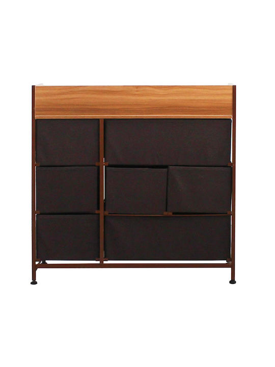 Metallic Chest of Drawers with 7 Drawers Coffee 80x29x78.5cm