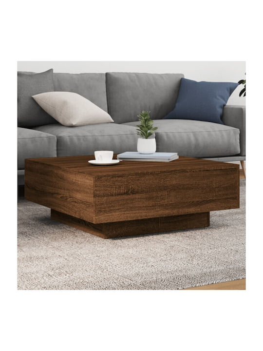 Square Wooden Coffee Table Brown Oak L80xW80xH31cm