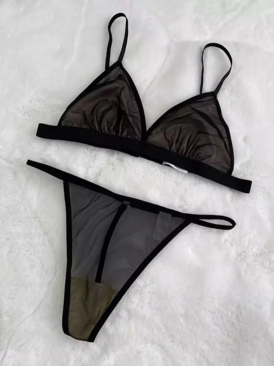 Vanilya Secret Underwear Set with Bra & String Black