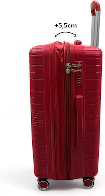 Olia Home Large Travel Suitcase Red with 4 Wheels Height 75cm