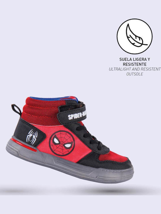Spiderman Παιδικά Sneakers High με Σκρατς Κόκκινα