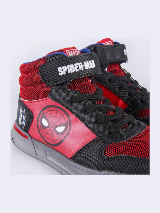 Spiderman Παιδικά Sneakers High με Σκρατς Κόκκινα