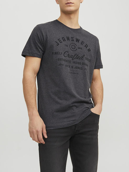 Jack & Jones T-shirt Bărbătesc cu Mânecă Scurtă Gri închis Melange