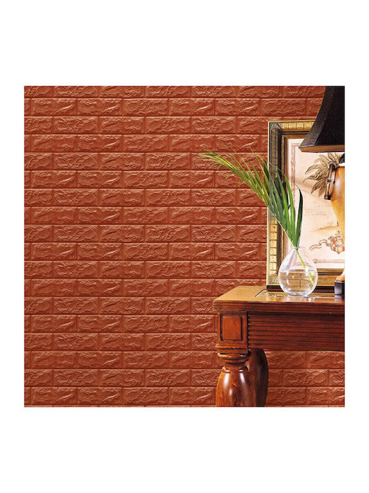 3D Πάνελ Τοίχου Αφρώδες Αυτοκόλλητο 3d Foam Stone Ροζ 77x77εκ.